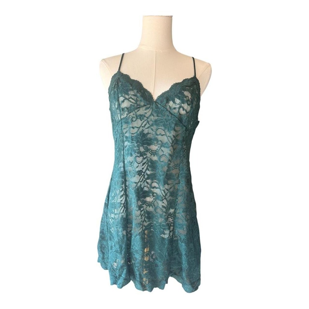 Victoria's Secret teal  lace slip dress
